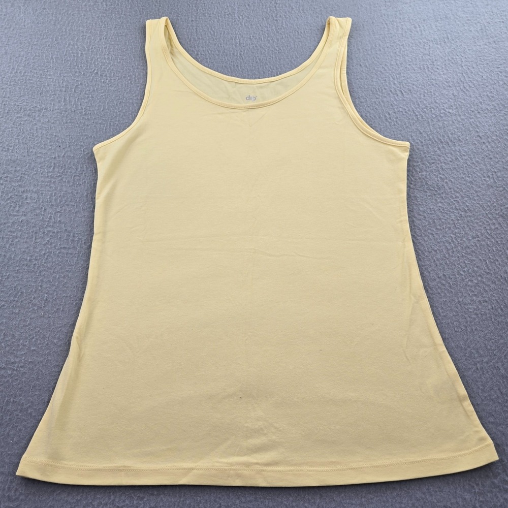 Dip Tank Top Womens Large Pale Yellow Knit Cotton Stretch Scoop Neck Casual